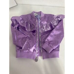Disney Frozen 2 Elsa Anna Purple Ruffle Bomber Jacket - Size 5/6